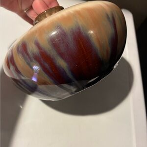 Ashland Multicolor Swirl Ceramic Vase in Burgundy, Blue & Cream